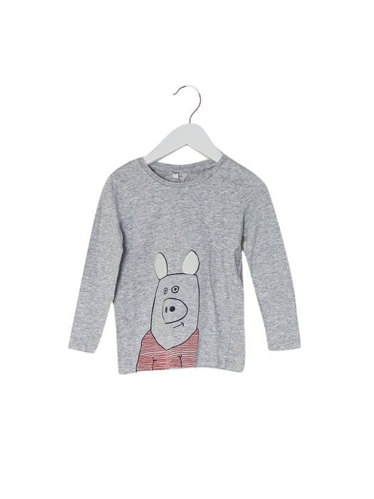 A Grey Long Sleeve Tops from Seed in size 4T for girl. (Front View)