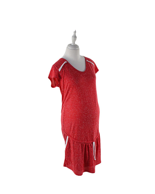 A Red Short Sleeve Dresses from Envie de Fraise in size M for maternity. (Front View)