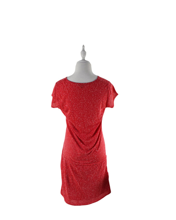 A Red Short Sleeve Dresses from Envie de Fraise in size M for maternity. (Back View)