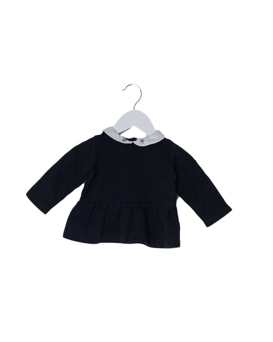 A Navy Long Sleeve Tops from Jacadi in size 3-6M for girl. (Front View)