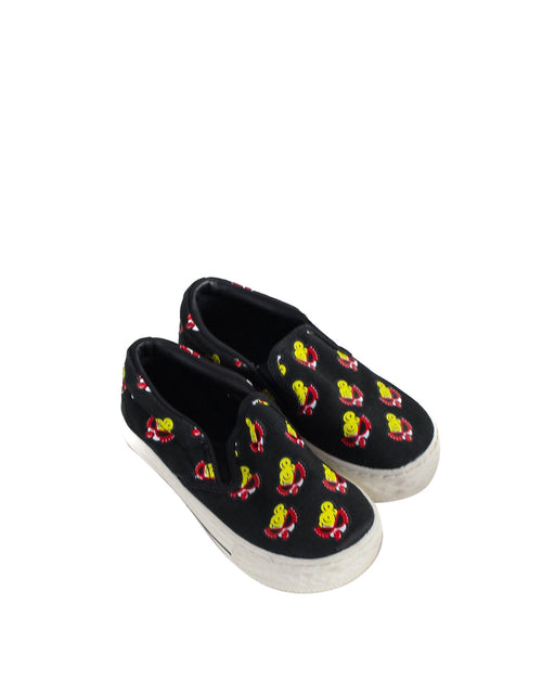 A Black Slip Ons from Hysteric Mini in size 6T for neutral. (Front View)