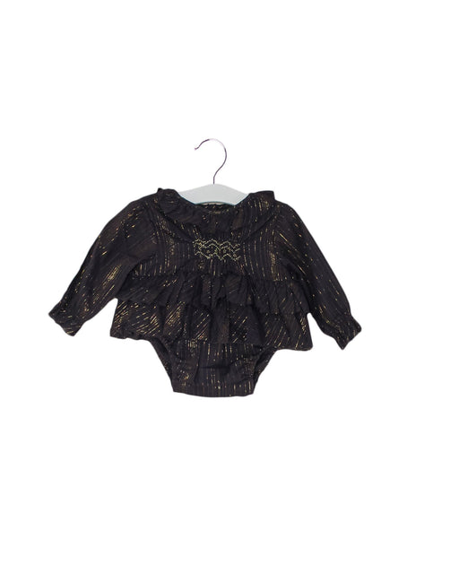 A Purple Long Sleeve Bodysuits from Velveteen in size 0-3M for girl. (Front View)