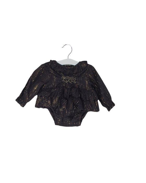 A Purple Long Sleeve Bodysuits from Velveteen in size 0-3M for girl. (Front View)