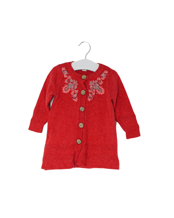 A Red Cardigans from Purebaby in size 6-12M for girl. (Front View)