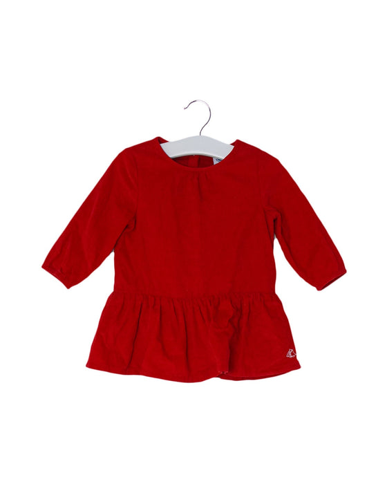 A Red Long Sleeve Dresses from Petit Bateau in size 3-6M for girl. (Front View)