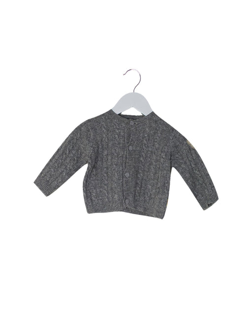 A Grey Cardigans from Steiff in size 0-3M for boy. (Front View)