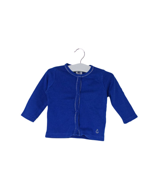 A Blue Cardigans from Petit Bateau in size 3-6M for girl. (Front View)