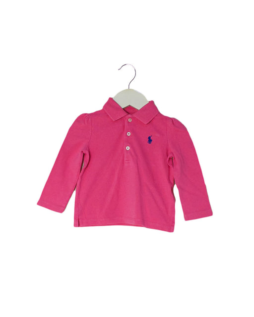 A Pink Long Sleeve Polos from Ralph Lauren in size 6-12M for girl. (Front View)