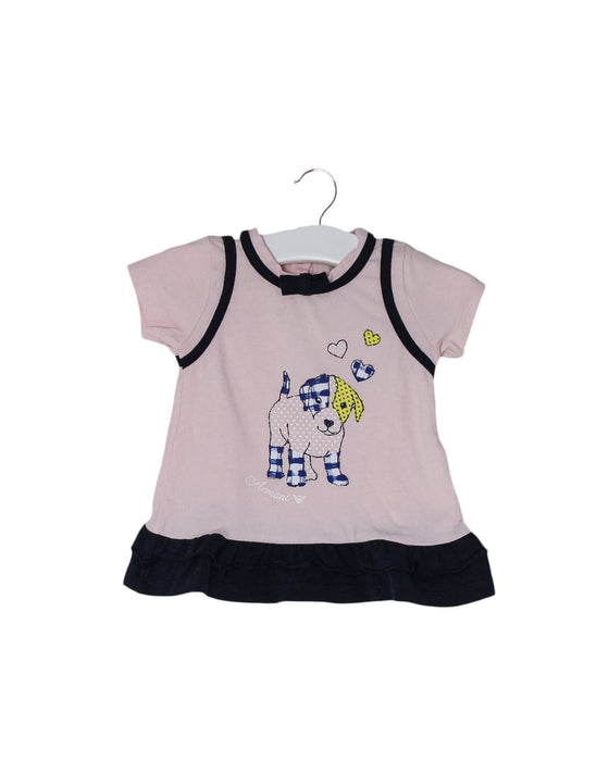 A Pink Short Sleeve Tops from Armani in size 0-3M for girl. (Front View)