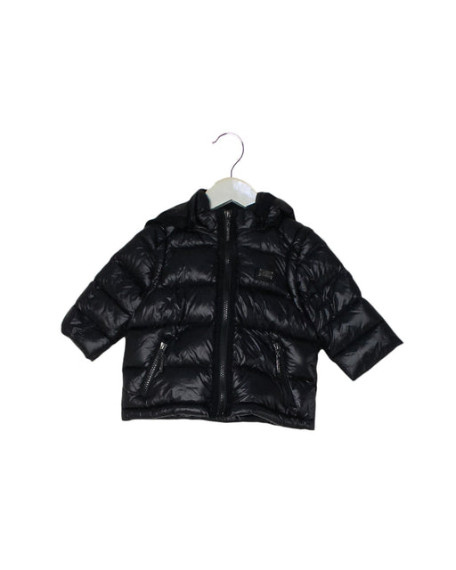 A Black Puffer/Quilted Jackets from Nicholas & Bears in size 6-12M for neutral. (Front View)