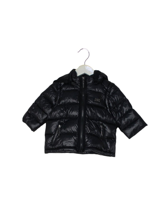 A Black Puffer/Quilted Jackets from Nicholas & Bears in size 6-12M for neutral. (Front View)