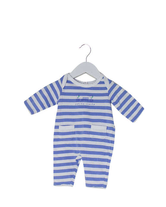 A Blue Long Sleeve Jumpsuits from Jacadi in size 0-3M for boy. (Front View)