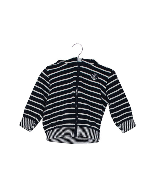 A Navy Zippered Sweatshirts from Petit Bateau in size 3-6M for boy. (Front View)
