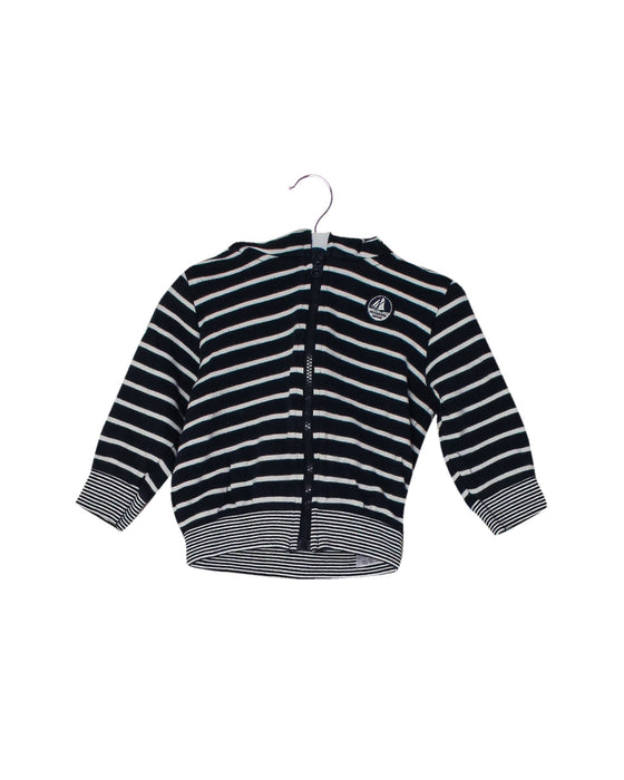 A Navy Zippered Sweatshirts from Petit Bateau in size 3-6M for boy. (Front View)