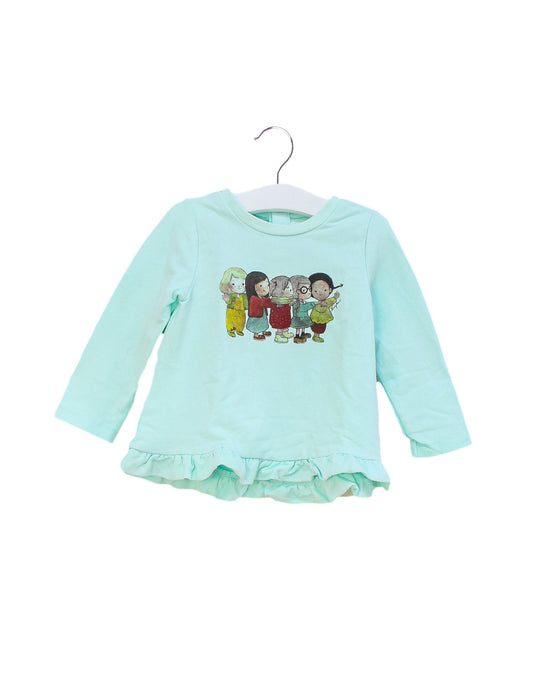 A Blue Long Sleeve Tops from Kingkow in size 12-18M for girl. (Front View)