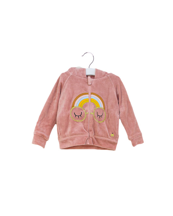 A Pink Zippered Sweatshirts from The Bonnie Mob in size 12-18M for girl. (Front View)