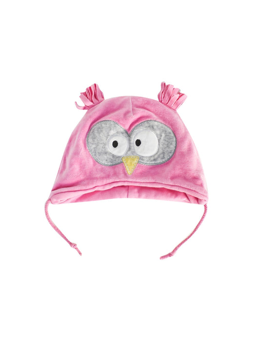 A Pink Winter Hats from Mides in size 6-12M for girl. (Front View)