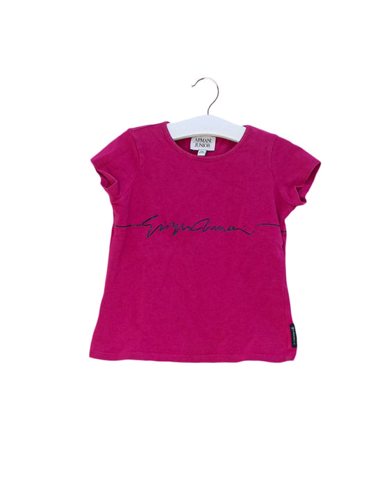 A Purple Short Sleeve T Shirts from Armani in size 2T for girl. (Front View)