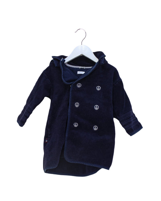 A Navy Bathrobes from Jacadi in size 12-18M for girl. (Front View)