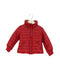 A Red Puffer/Quilted Jackets from Monnalisa in size 2T for girl. (Front View)