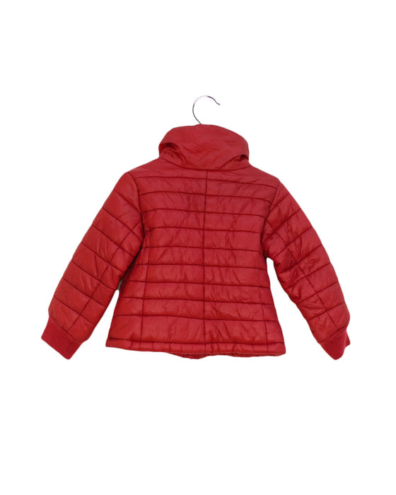 A Red Puffer/Quilted Jackets from Monnalisa in size 2T for girl. (Back View)
