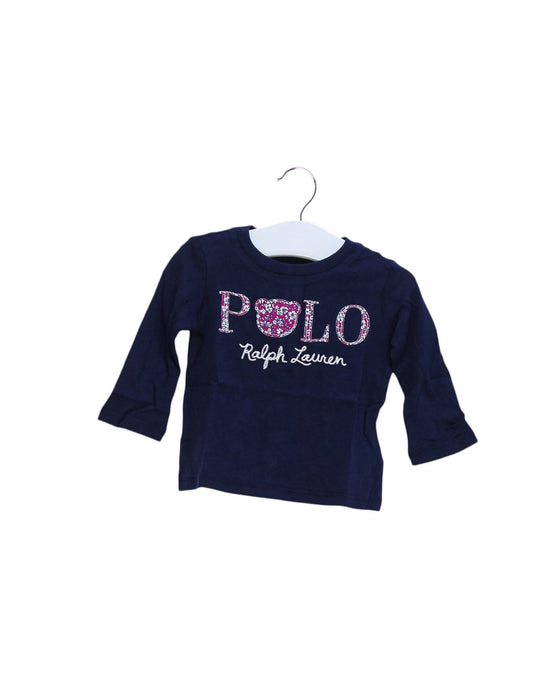 A Navy Long Sleeve Tops from Polo Ralph Lauren in size 0-3M for girl. (Front View)