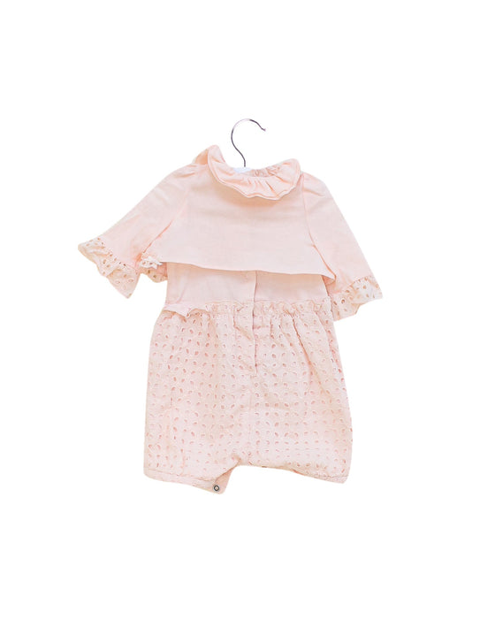 A Pink Short Sleeve Rompers from Nicholas & Bears in size 0-3M for girl. (Back View)