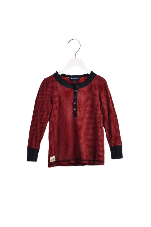 A Red Long Sleeve Tops from Ralph Lauren in size 5T for girl. (Front View)