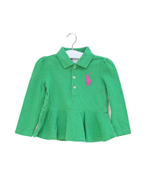A Green Long Sleeve Polos from Ralph Lauren in size 12-18M for girl. (Front View)