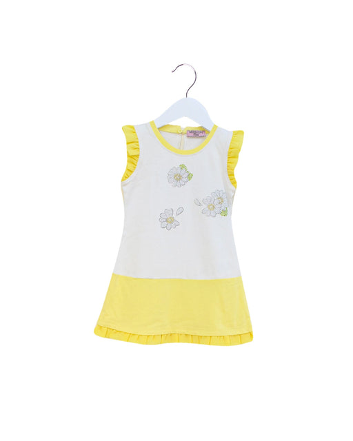 A Yellow Sleeveless Tops from Monnalisa in size 6-12M for girl. (Front View)