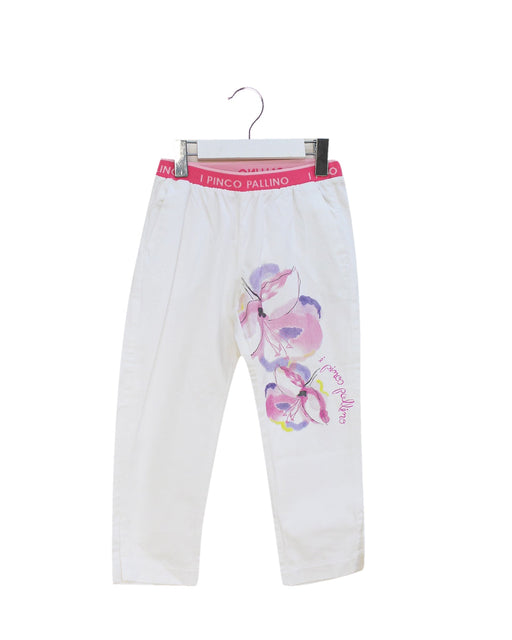 A White Casual Pants from I Pinco Pallino in size 4T for girl. (Front View)