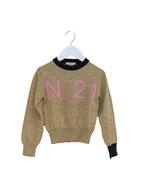 A Brown Knit Sweaters from Nº21 in size 4T for girl. (Front View)