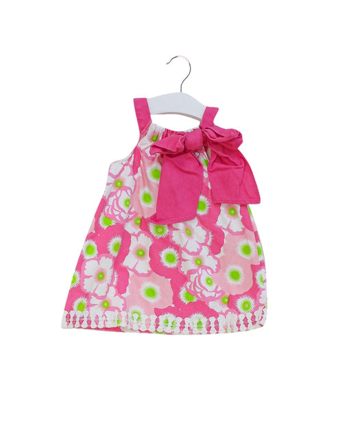 A Pink Sleeveless Dresses from Mudpie in size 6-12M for girl. (Front View)