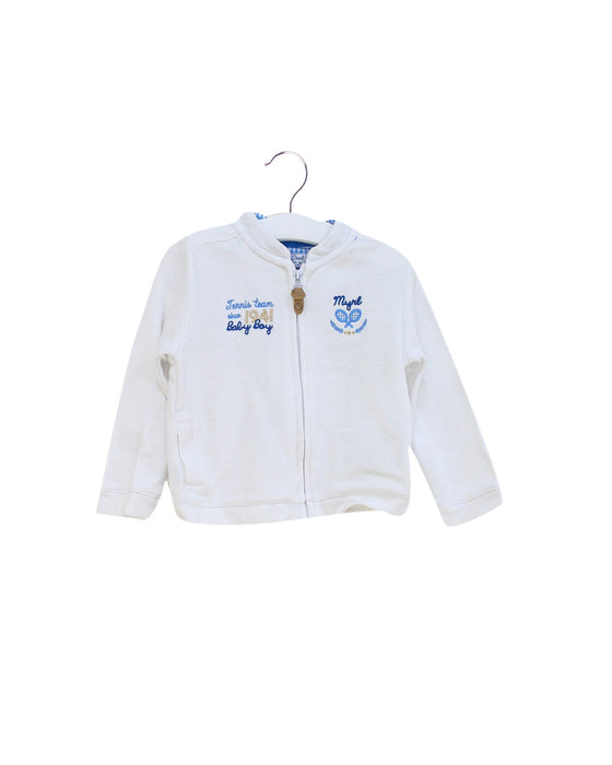 A White Zippered Sweatshirts from Mayoral in size 6-12M for boy. (Front View)