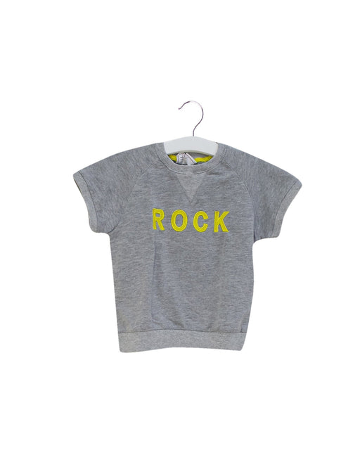 A Grey Short Sleeve Tops from Excuse My French in size 2T for girl. (Front View)