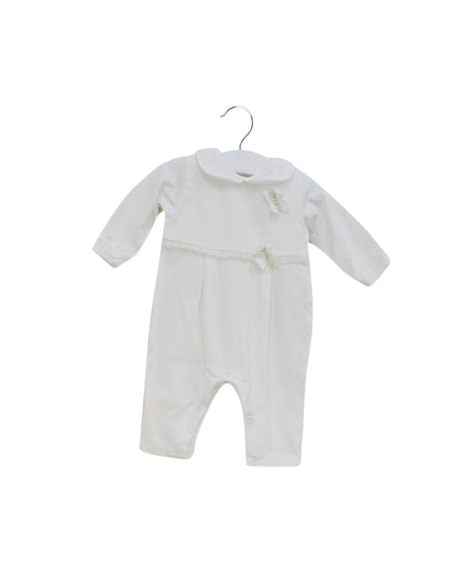 A Ivory Long Sleeve Jumpsuits from Chickeeduck in size 3-6M for girl. (Front View)