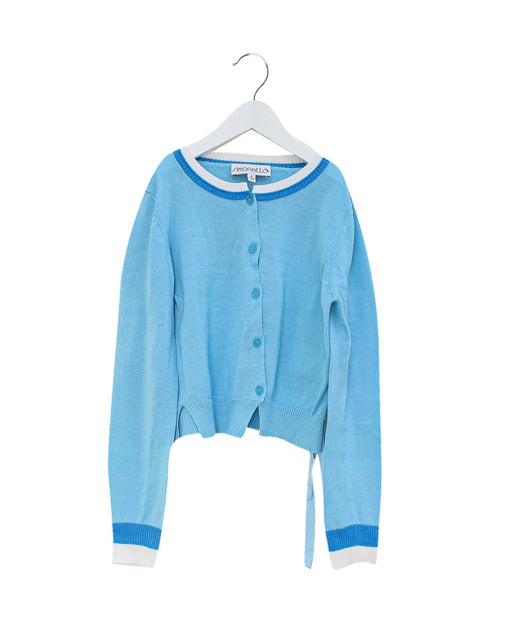 A Blue Cardigans from Simonetta in size 8Y for girl. (Front View)