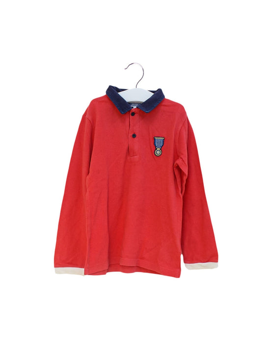 A Red Long Sleeve Polos from Jacadi in size 6T for boy. (Front View)