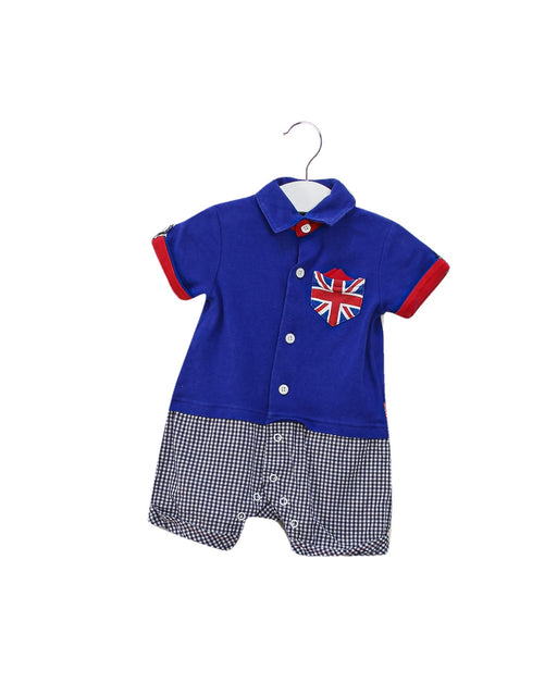 A Blue Short Sleeve Rompers from Mides in size 3-6M for boy. (Front View)