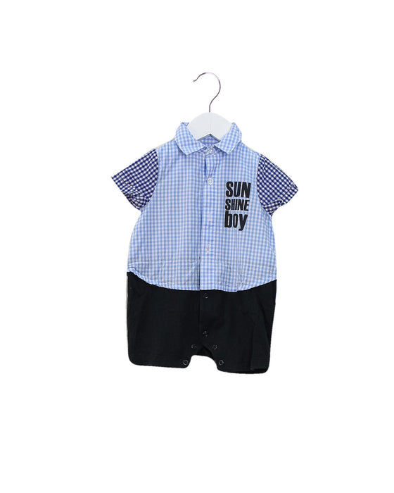 A Blue Short Sleeve Rompers from Mides in size 3-6M for boy. (Front View)