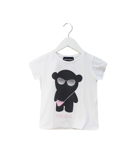 A White Short Sleeve T Shirts from Armani in size 4T for girl. (Front View)