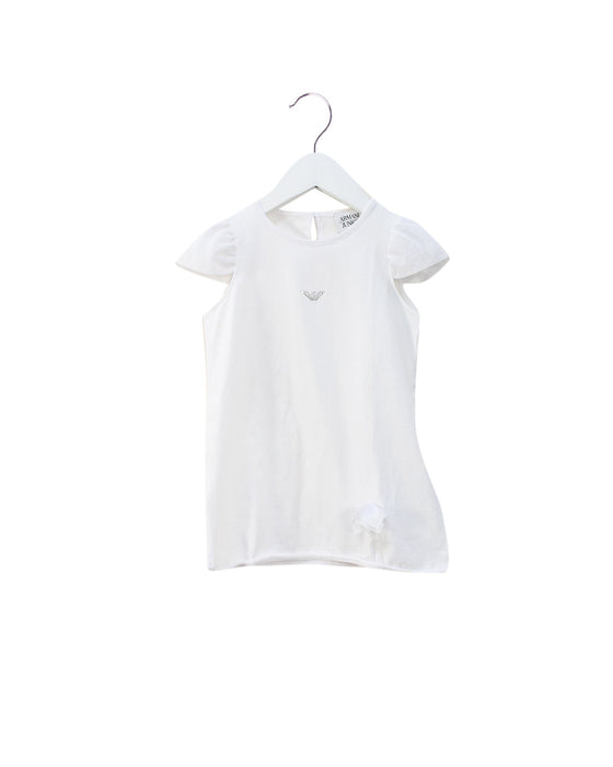 A White Sleeveless Tops from Armani in size 3T for girl. (Front View)