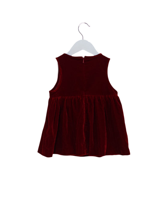 A Burgundy Sleeveless Dresses from Kingkow in size 6-12M for girl. (Back View)
