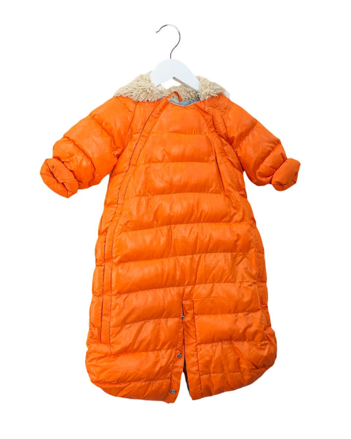 A Orange Snowsuits from 7 A.M. Enfant in size 3-6M for girl. (Front View)