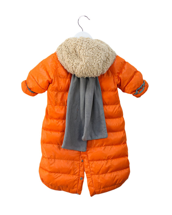 A Orange Snowsuits from 7 A.M. Enfant in size 3-6M for girl. (Back View)