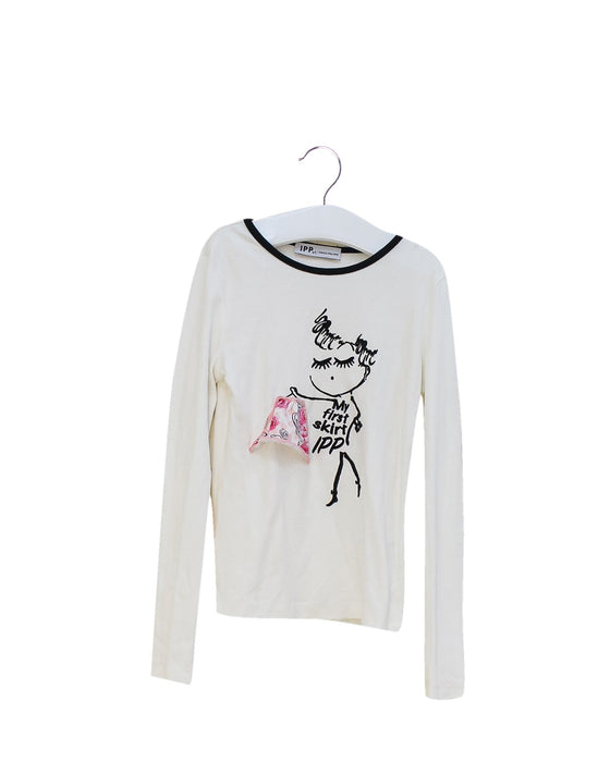A Ivory Long Sleeve Tops from I Pinco Pallino in size 5T for girl. (Front View)
