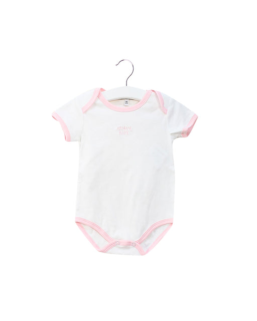 A Pink Short Sleeve Bodysuits from Armani in size 6-12M for girl. (Front View)