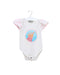 A White Short Sleeve Bodysuits from and the little dog laughed in size 3-6M for girl. (Front View)