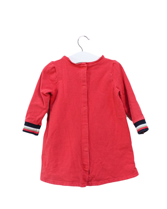 A Red Long Sleeve Dresses from Petit Bateau in size 12-18M for girl. (Back View)