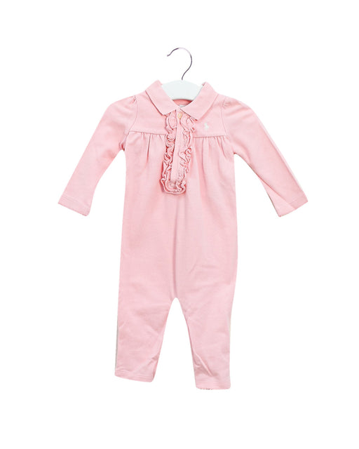A Pink Long Sleeve Jumpsuits from Ralph Lauren in size 3-6M for girl. (Front View)